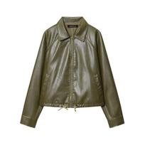 Fashion Ladies Lapel Pocket Decorative Zipper Jacket Coat Women XS gray