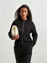 Women's Summer 2026 Zipper Mesh Slimming Sweater Jacket Medium black