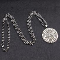 Seven Abat Elves Seal Titan Solomon Amulet Stainless Steel Pendant Necklace 50cm black