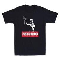 Men's and Women's T-shirts Techno Viking For Raver DJ Techno Party Festival Vintage Black Tee XXXL red