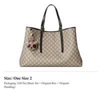 GUCCI GG Emblem Coated Fabric Tote Bag, Shopping Bag, Shoulder Bag, Handbag Large Women's Beige & Dark Brown 815212-FAD6L-9741 One Size 2 beige