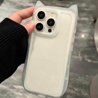 Mielas 3D kačiukas Katės ausys Vienspalvis dėklas iPhone 17 16 15 14 13 12 11 Pro Max 16 Plus Silikoninis smūgiams atsparus buferis Galinis dangtelis iPhone 13 Pro Max