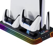 The All-in-One Cooling Stand Base PS5/PS5 Slim/ Model with RGB Lighting Effects, Storage Function and Controller Accessories gray