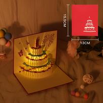 Pop-Up Birthday Cake Greeting Card with Music and Lights - Creative Holiday Blessing Gift black