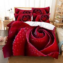 Red rose bed linen set duvet cover 3D bed linen digital printing bed bed linen queen size bed linen set fashion design EU single(135x200cm) black