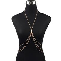 Simple Sexy Chest Chain Bikini Belly Chains for Women Cross Waist Chains Female Body Suit Girl  Beach Jewelry black