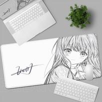 HD Spausdinimas Graži Linijinė Anime Mergaitė Pelės Padas Meno Dizainas Nešiojamojo Kompiuterio Žaidimų Pelės Kilimėlis Neslystantis Guminis Pelės Padas XXL Stalo Kilimėlis 600x300x2mm gray