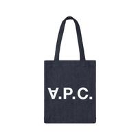 A.P.C. Reversible Letter Blue Denim Shoulder Tote Bag black