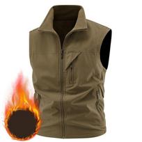 Men Winter Fleece Warm Vest Jacket Men Outdoor Windproof Photographer Fishing Waistcoat Stand Collar Double-Sided Vest Male 5XL black