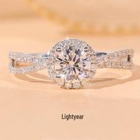 Douyin Hot Sale High Carbon Imitation American Stone Ring: Eight Hearts Eight Arrows Women's Ring, Light Year Design, Pt950. Size 9 beige
