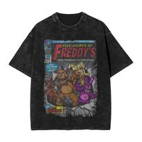 FNAF Pas Fredį Išskalbti Streetwear Hip Hop Naujoviški Marškinėliai T-shirts Vyrams Moterims Medvilniniai Oversize Minkšti Patogūs Trumpomis Rankovėmis 3XL black