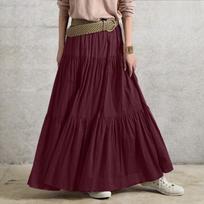 Women's Casual Long Skirts Solid Color Pleated Big Hem Elastic Waist Loose Fit Skirts, Simple Style Bottoms 5XL black