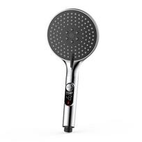 1pc Digital Temperature Display Handheld LED Shower Head Water Powered Without Battery Bathroom Accessories Pressurized 3 Speed Other
