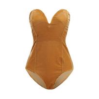 Gold Velvet Tube Top Jumpsuit - Sexy & Versatile Autumn/Winter Women's Clothing S brown