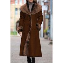 Women's Fur Integrated Medium Hooded Jacket 3XL gray