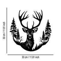 1pc Metal Deer Head Wall Art, Christmas Minimalist Plaque for Office Living Room Bedroom Patio Kitchen Garden Cafe Shop Lobby gray