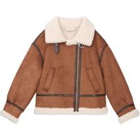 Levis FW24 Performance Warm Fleece Series Adjustable Buckle Collar Zipper Long Sleeve Jacket Women Jacket Caramel 002Q0-0000 XS white