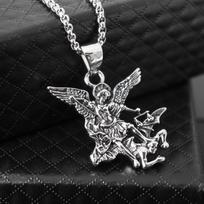 Retro St. Šv. Mykolo Arkangelo Karoliai Madingi Nešiojami Aksesuarai 50cm(Necklace Size) black