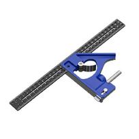 Strong Combination Square Tool Accuracy Multiple -Angles Rulers with Build -in Holes & Positioning Marks for Construction 1 blue