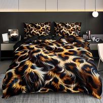 Fashionable Leopard Print Duvet Cover Set Machine Washable All-Season Comfort For Home Dormitory Decor Dormitory Decor 135X200cm black