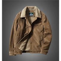 Men's Corduroy Cotton Jacket Casual Large Size Men's Coat Thin Strip Men's Top XXL black