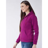 PIVL Women Solid Hooded Jacket For Winter M purple
