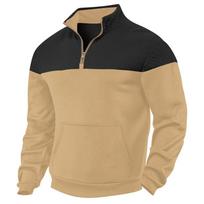 Heavyweight Fleece-Lined Winter Casual Colour-Blocked Oversized Men's Plus Size Stand Collar Zip-Up Hoodie XXXL
