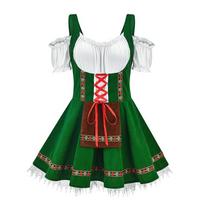 Moteriškas „Oktoberfest“ kostiumas Vokietijos Bavarijos „Dirndl“ alaus tarnaitė puošni suknelė S-4XL M white