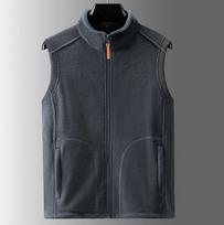 Winter Fleece Jacket with Fleece and Vest, Men's Standing Collar Cardigan, Sleeveless Fleece Jacket XXXL black