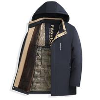 Winter Camel Fleece Men's Parka Jacket Windbreaker Coats Heavy Plush Lining XL black