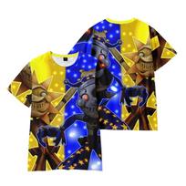 Sundrop Moondrop FNAF Security Breach Neon Style 3D All Over Print T-Shirt, Sun Moon Animatronic Graphic Casual Tee XXXXL yellow