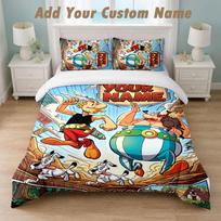 Bedding Set 1 Duvet Cover 2 Pillowcases Asterix & Obelix Print Soft Bed Linen Bedroom Decor 135cmx200cm