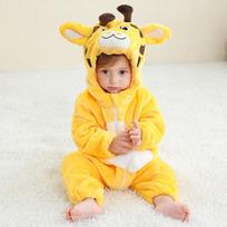 Kūdikių šliaužtinukai Kigurumi Animal Leopard, Hasky, Giraffe cosplay Su gobtuvu Šiltos pižamos mažiems berniukams Mergaitėms Drabužiai Naujagimiams Miego drabužiai pižamos drabužiai 100 yellow