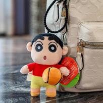 Kawaii Cute Crayon Shin-chan Translator Pendant Plush Doll Car Keychain Cute Bag Car Pendant Children's Birthday Gift black