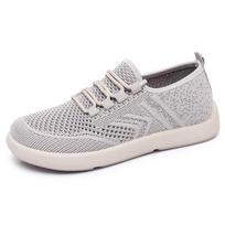 Shoes women's summer new casual shoes lightweight breathable single shoes 2025 soft sole comfortable simple lace-up mesh shoes 41 white