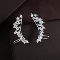 ZAKOL Trendy Angle Wing Ear Cuff Climbing Earrings for Women Shiny AAA Cubic Zirconia Wedding Bridal Zircon Bijoux Brincos black