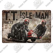 Putuo Decor Vintažinis lenktynių trasos skardinis ženklas Meno sala TT Metalinis plakatas Plokštelė Garažo lentelė Baras Klubas Vyriškas urvas Namų sienų dekoracija 20x30cm（7.8x11.8inch） gray