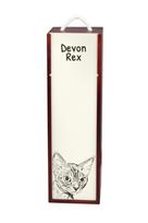 Devon Rex - wine box with a cat, alcohol box with graphics, personalized gift box from the Art-Dog brand