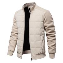 Men Winter Fleece Lined Cotton Jackets Thickened Plush Warm Windbreaker Jacket Men Fashion Casual Outwearing Coats XS smėlis