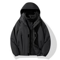 Jacket autumn and winter men's and women's velvet liner three-in-one two-piece jacket windproof and water-proof outdoor mountaineering suit 5XL