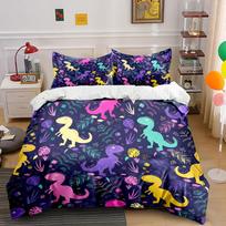 Colorful Dinosaur Pattern Set Bedding Duvet Cover Set  (1*Duvet Cover 2*Pillowcases, without duvet insert) 135x200cm