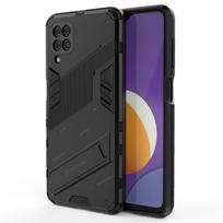 Smūgiams atsparus šarvuotas telefono dėklas Samsung Galaxy M12 A12 Nacho, skirtas Galaxy M12 A12, apsaugantis nuo kritimo, galinis dangtelis su atrama, Coque For A12 Nacho juoda