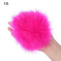 15cm Didelė moteriška pomponų kailio kepuraitė Skullie Imitacija 15 pink