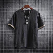 Japanese Style Kimono Men Summer Men Three Quanter Sleeve T-shirt Asian Clothes Traditional Chinese Clothing Japanese New 3XL black
