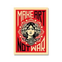 Vintage Style Prints Make Art Not War Canvas Poster Retro Wall Art Pictures Home Decor for Living Room Bedroom No Frame 50*70cm No Frame