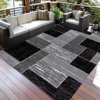 VIKAMA Black And Grey Geometric Outdoor Floor Mat, Non-Slip And Machine-Washable Terrace And Balcony Carpet, Home Decoration 120x160cm gray
