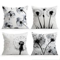 Black White Dandelion Pillowcase Printed Polyester 45X45Cm Throw Pillowcover Decorative Sofa Cushion Pillowslip Home Decor Peach skin 18*18(CM)-1Pcs