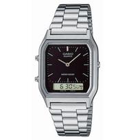 Casio Classic Silver Steel Analogue-Digital Unisex Watch - AQ230A-1D / Vintage, Classic Watch, Authentic Casio black