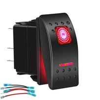 12V 24V Vandeniui atsparus Jūrinis Valtis Svirtinis Jungiklis 5 kontaktų SPST ON-Off Jungiklis 12V/20A 24V/10A su LED šviesa Automobiliui Sunkvežimiui Jūrai raudona