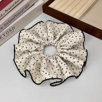 Korean Style Elegant Scrunchie Hair Tie, Oversized Floral Print, Hair Accessory for Women white